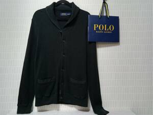 POLO RALPH LAUREN　ポロ　ラルフローレン　メンズ　Sサイズ　黒　ワッフル風　コットン　襟付　カーディガン　ポケット付　ジャケット