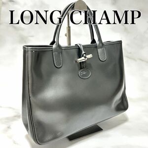 LONG CHAMP ロンシャン　ハンドバッグ　シルバー　グレー　A4収納可能