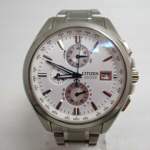 CITIZEN シチズン EXCEED エクシード 腕時計 H800-Ｔ020160 電波ソーラー メンズ アナログ 3針 デイト クロノグラフ 稼働品 ジャンク扱いの画像1