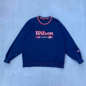 90s Wilson ウィルソン　スウェット　トレーナー　デカロゴ　ヒットユニオン　US 古着　長袖　オーバーサイズ　ロゴ刺繍　春服　1円