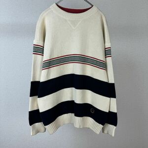 90s vintage ロゴ刺繍　コットンニット　ニット　トミーヒルフィガー　TOMMYHILFIGER 刺繍　古着　セーター トップス　春服　長袖