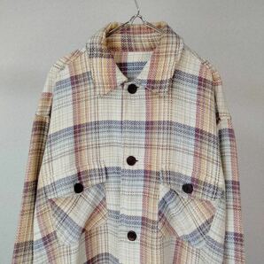 1円 90s vintage オーバーサイズ チェック柄 アースカラー シャツ 古着 長袖 ゆるダボ 春服 シンプル の画像2