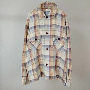 1円　90s vintage オーバーサイズ　チェック柄　アースカラー　シャツ　古着　長袖　ゆるダボ　春服　シンプル　