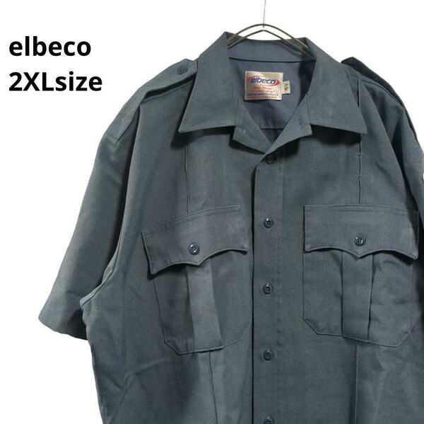 elbecoワークシャツ 半袖くすみブルーメンズ2XL 20