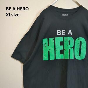 US輸入BE A HEROロゴプリントTシャツ黒メンズXLストリート古着b10