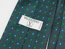 美品 【VALENTINO ヴァレンティノ】A1908 ブラック グリーン ITALY イタリア製 SILK ブランド ネクタイ 古着 良品 バナリパ_画像3