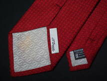 美品 【S.T.Dupont デュポン】A2000 Dロゴ 赤 RED SILK ブランド ネクタイ 古着 良品_画像4