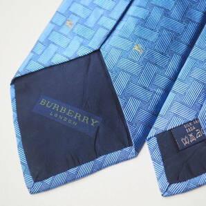 美品 【BURBERRY バーバリー】A2309 ロゴ ブルー系 イタリア 伊製 SILK ブランド ネクタイ ノバ チェック 良品の画像4