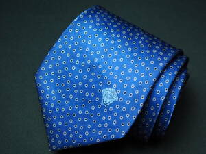 美品 【VERSACE ヴェルサーチ】A2419 ロゴ ブルー系 ITALY イタリア製 SILK ブランド ネクタイ 良品 古着