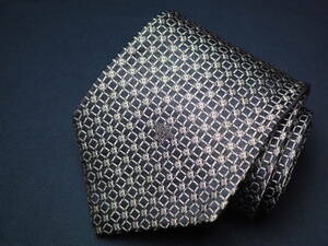  прекрасный товар [VERSACE Versace ]A2431 Logo черный silver gray ITALY Италия производства SILK бренд галстук хорошая вещь б/у одежда 