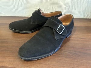 クロケット&ジョーンズ　CROCKETT&JONES　ビームス　シングルモンク　バックスキン　ブラック　5 1/2 中古　