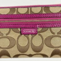 COACH ☆ 長財布 シグネチャー ウォレット ベージュ ピンク / レザー キーホルダー 2点 セット コーチ ブランド 財布■SAC101_画像7