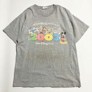 00s ☆ Disney ☆ 2003 キャラクター プリント Tシャツ グレー L相当 アメカジ 夢の国 古着 人気 ウォルト ディズニー ワールド ■SAP163