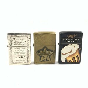 ZIPPO Marlboro 1980年製 / ロゴデザイン No.0889 1996年製 / miller GENUINE DRAFT 1999年製 ジッポーライターまとめ3点セット＊現状品