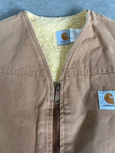 ８０年代 USA製 CARHARTT ダックベスト DUCK VEST VINTAGE デトロイト ビンテージ アメリカ製 ブラウン 旧タグ 80's 希少レア M