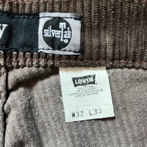 90年代 LEVI'S SILVER TAB 太畝コーデュロイ パンツ こげ茶 シルバータブ リーバイス BAGGY オリジナル 501 505 550 90s W32 レア 美品_画像6