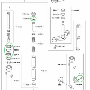 【送料無料】カワサキ純正 バリオス バリオス2フロントフォークオーバーホールキット(BALIUS ダスト オイル シール ワッシャー パッキン )の画像2