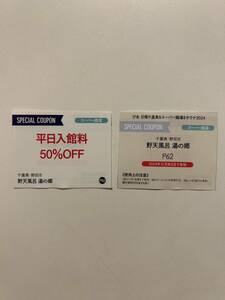 野天風呂　湯の郷 入浴料半額　一枚につき1名迄有効 2024/12/31迄 2枚セット