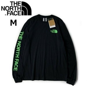 1円～!売切!【正規新品】THE NORTH FACE◆L/S HIT GRAPHIC TEE 長袖 Tシャツ ロンT US限定 2023最新 袖ロゴ 男女兼用(M)黒 180902-23