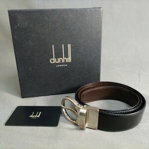3/5　257310　dunhill　ダンヒル　レザー　ベルト　ブラック　メンズ　服飾小物　ブラック　箱付　金具シルバーカラー
