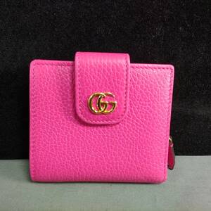 ●　3/18　259311　GUCCI　グッチ　二つ折り　財布　ピンク系　コンパクトウォレット　小銭入れラウンドファスナー