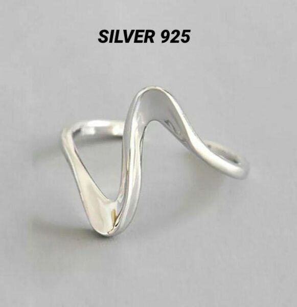 【ビッグウェーブ レディース シルバー リング】 SILVER 925　 指輪　ミニ巾着袋&クロス付き　かわいい　シンプル