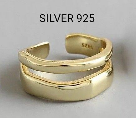 ☆★ゴールドカラー　レディース　リング★☆SILVER925 フリーサイズ　2連リング　ミニ巾着袋　クロス付　S925刻印入