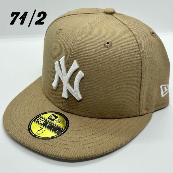 【海外限定モデル】 NEWERA 59fifty Yankees ヤンキース キャップ ベージュ ホワイト 71/2 ニューエラ