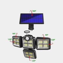 ４面灯式 高輝度 太陽光発電 LEDセンサーライト LED ソーラーライト 防水 防犯ライト リモコン付き 屋外照明 壁掛け可能 投光　太陽発電_画像2