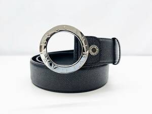  примерно 84~89cm ощущение б/у нет прекрасный товар BVLGARI BVLGARY man серый n кожа мужской ремень чёрный серебряный 