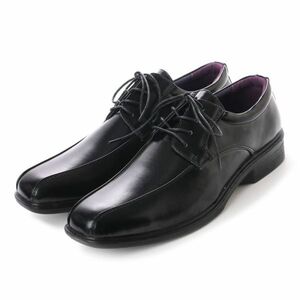 15114 B品 ビジネスシューズ 24.5cm ブラック レースアップ スワールモカ バックル 軽量 ソフト素材 メンズ 紳士靴