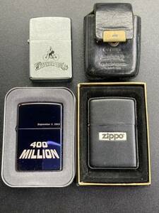 ③ZIPPO ジッポー オイルライター 400 MILLION ビバリーヒルズ　メタル貼り 喫煙具 まとめ3点　セットシルバーカラー ZIPPOケース付き