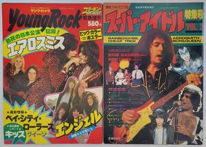 2冊 1977 ヤング・ロック 1978 スーパー・アイドル POSTER AEROSMITH ANGEL KISS QUEEN RAINBOW CHEAP TRICK BAY CITY ROLLERS 音楽専科