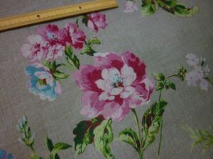 50cm【9個まで延長可能】花柄リネンキャンバス生地/薄いベージュ地 ※3mまでクリックポスト185円 ※落札分ノーカットで発送