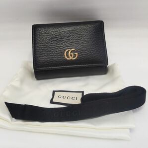 GUCCI グッチ 三つ折り 財布 GG マーモント ブラック 