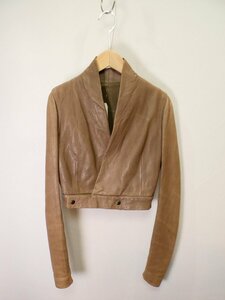  Rick Owens RICK OWENS ram leather no- from - Short jacket [L's(.40)/36 ten thousand jpy / beige /B rank ]b4C0