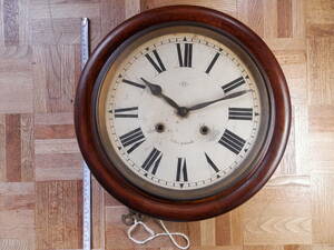 ◇SM　マーク　丸時計　中型　ゼンマイ式　柱時計　作動品　