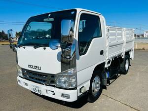 売切 ２１年いすゞエルフ平ボディ新明和製パワーゲート3t 4ナンバー積載車検令和7年2月電格ミラー付き荷台鉄板張り即戦力!即納可NOｘ適合