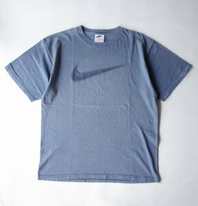 90's ビンテージ USA製　NIKE ナイキ　スウォッシュ デカロゴ　Tシャツ フェード ブルー系　M 男女兼用