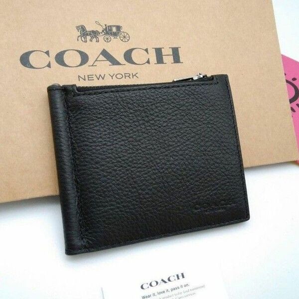 新作　新品　COACH　折り財布　マネークリップ　メンズ