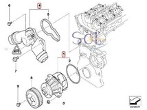 BMW E46 E39 E60 E61 ウォーターポンプ + サーモスタット 320i 323i 325i 328Ci 328i 330Ci 330i 330xi 525i 528i 530i 11517527910_画像2