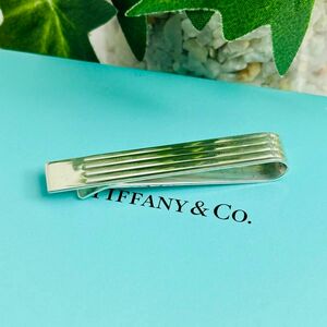 Tiffany ティファニー　ネクタイピン　タイピン　タイバー　シルバー　ストライプ　ロゴ