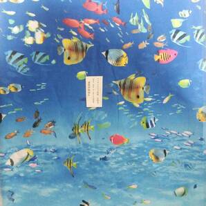 爆買い価格 格安価格 お得価格 ヤフオクだけで出品 ブロード生地 熱帯魚柄 青色 巾約１１３cm×長さ約５０cm の画像4