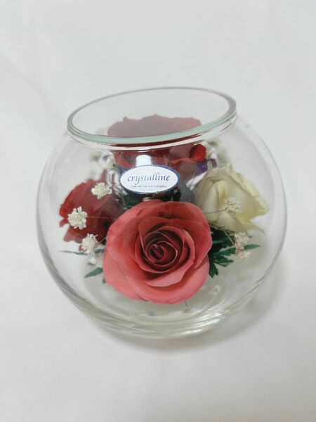 プリザーブドフラワー 置物 薔薇 ガラスドーム ドライフラワー インテリア バラ