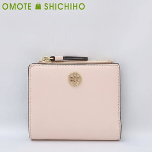 TORY BURCH トリーバーチ 二つ折り コンパクト財布 ミニ財布 ロビンソン ロゴ レザー ピンク 47124 レディース 美品◆中古A+ランク