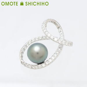 K18 WG Crocho Pearl Pearl Pearl Pearl Pearl Pearl Diamond Pendant Top D: 1,00CT Белый золото Черная бабочка