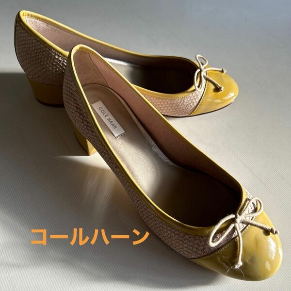 COLE HAAN コールハーン★エキゾチックレザー　リボン　パンプス　7B