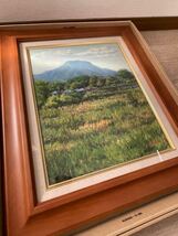 【自宅保管品/美しい】新名宜昭/勝賀山遠望/油絵/美品/玄画会会員/インテリア/美術品/絵画/風景画/裏書/初秋_画像3