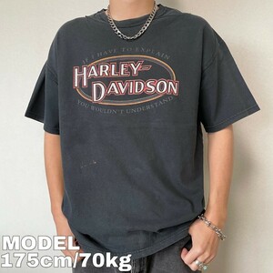 ハーレーダビッドソン プリントTシャツ 00s USA製 アニマル 黒 XL