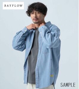 【美品】BAYFLOW ベイフロウ 長袖シャツ スカイブルー 綿100%